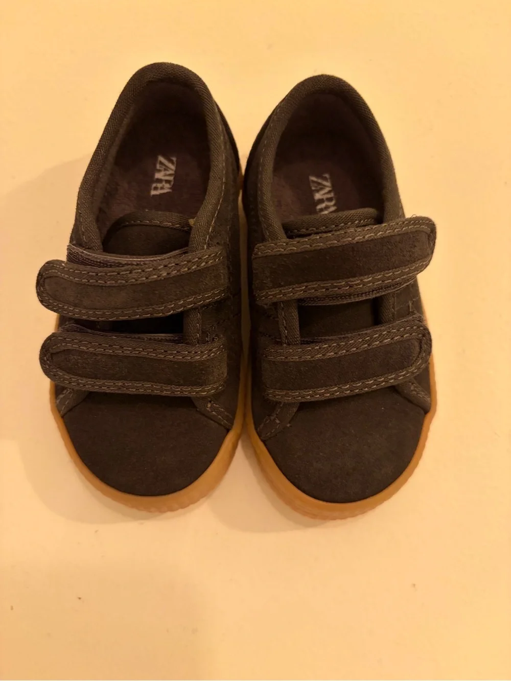 ZARA Baby Kids Gray Suede Double Velcro Sneakers EU 21